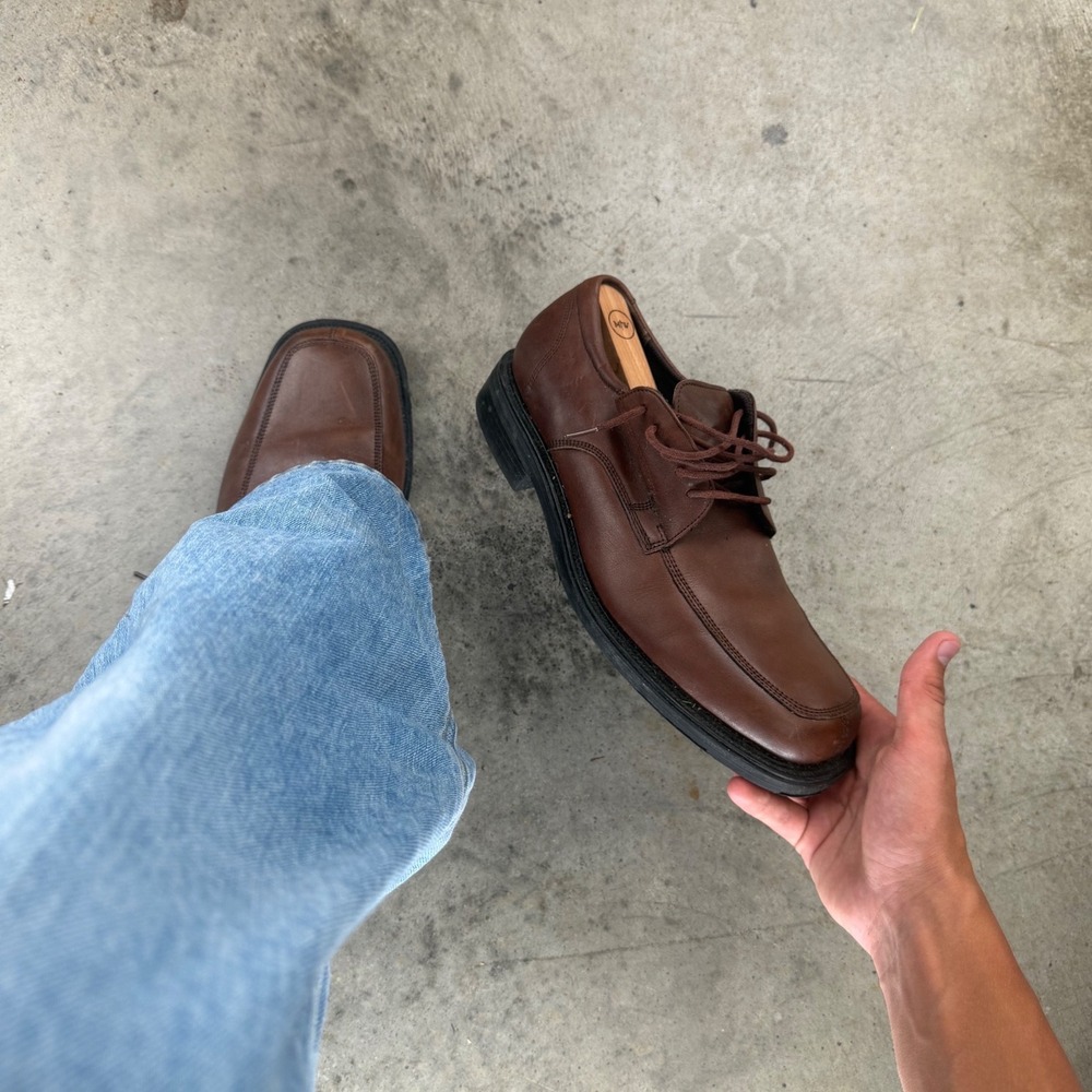 Vintage Low Boot Nunn Bush Mens Brown Leather Bicycle Toe Oxford Shoes Size 10